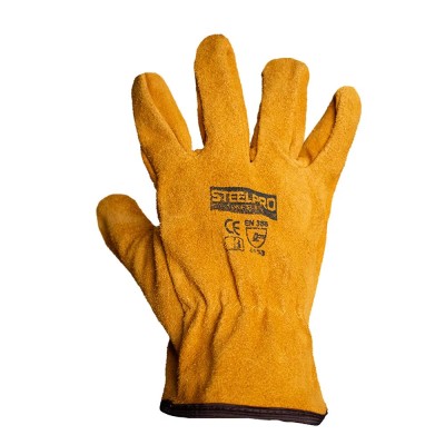 GUANTE CUERO CARNAZA MOSTAZA STEELPRO MOSTAZA