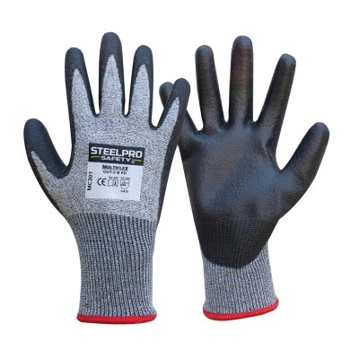 GUANTE MULTIFLEX MC301 CUT-3 PU GRIS/ NEGRO