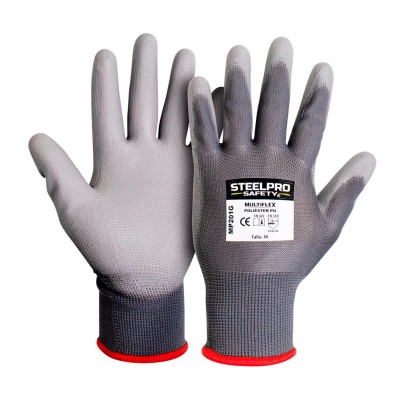 GUANTE MULTIFLEX MP201G POLIESTER PU GRIS GRIS